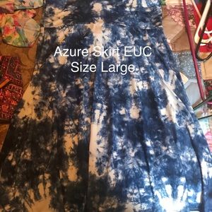 VGUC LulaRoe Azure Skirt Blue / White Tie-Dye Sz L
